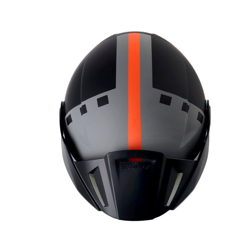 Casco SHAFT SH-212 DITTO negro y naranja, vista superior