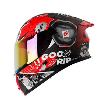 Casco SHAFT SH-526SP EVO LLAGE, color GRIS.OS/ROJO