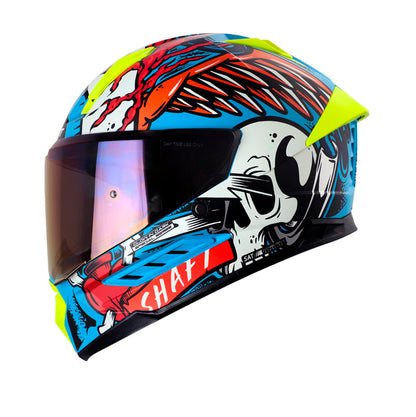 Casco SHAFT SH-595 OLD SKULL L AZUL/ROJO UN 1
